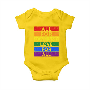 Vintage All For Love And Love For All Baby Onesie Pride Month Rainbow Graphic