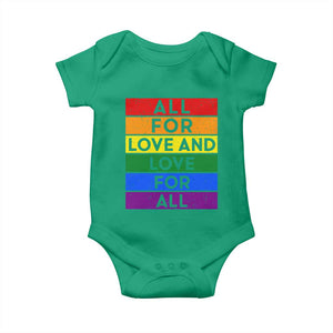 Vintage All For Love And Love For All Baby Onesie Pride Month Rainbow Graphic