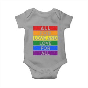 Vintage All For Love And Love For All Baby Onesie Pride Month Rainbow Graphic