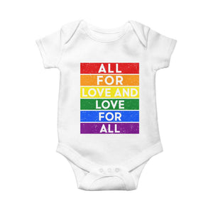 Vintage All For Love And Love For All Baby Onesie Pride Month Rainbow Graphic
