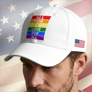 Vintage All For Love And Love For All Baseball Cap Pride Month Rainbow Graphic TS12 Print Your Wear
