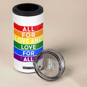 Vintage All For Love And Love For All 4 in 1 Can Cooler Tumbler Pride Month Rainbow Graphic TS12 Print Your Wear