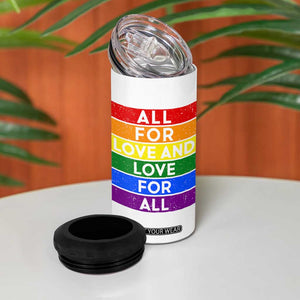 Vintage All For Love And Love For All 4 in 1 Can Cooler Tumbler Pride Month Rainbow Graphic TS12 Print Your Wear