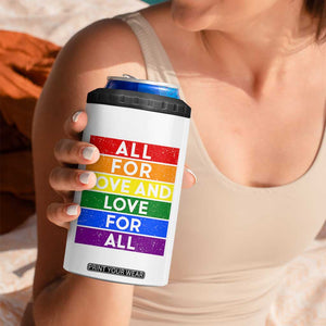 Vintage All For Love And Love For All 4 in 1 Can Cooler Tumbler Pride Month Rainbow Graphic TS12 Print Your Wear