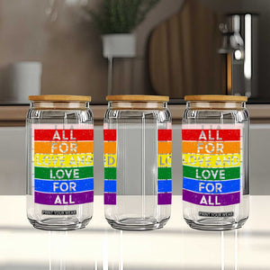 Vintage All For Love And Love For All Glass Can Pride Month Rainbow Graphic TS12 Print Your Wear