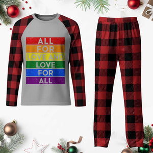 Vintage All For Love And Love For All Plaid Pajama Set Pride Month Rainbow Graphic TS12 Buffalo Plaid Print Your Wear