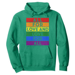 Vintage All For Love And Love For All Hoodie Pride Month Rainbow Graphic TS12 Irish Green Print Your Wear