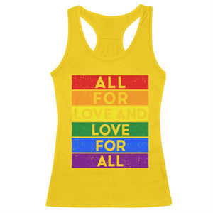 Vintage All For Love And Love For All Racerback Tank Top Pride Month Rainbow Graphic TS12 Daisy Print Your Wear