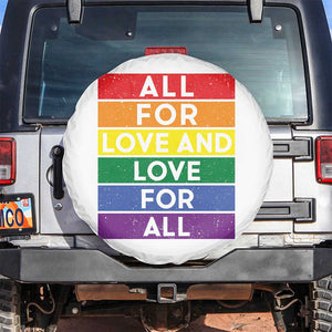 Vintage All For Love And Love For All Spare Tire Cover Pride Month Rainbow Graphic