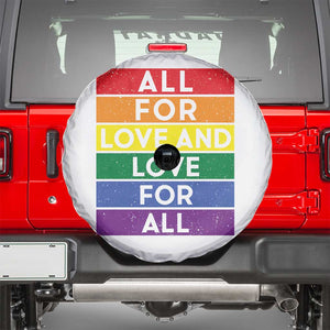 Vintage All For Love And Love For All Spare Tire Cover Pride Month Rainbow Graphic