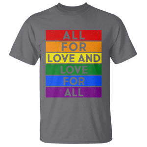 Vintage All For Love And Love For All T Shirt Pride Month Rainbow Graphic