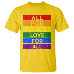 Vintage All For Love And Love For All T Shirt Pride Month Rainbow Graphic