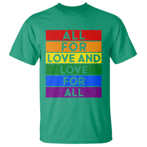 Vintage All For Love And Love For All T Shirt Pride Month Rainbow Graphic