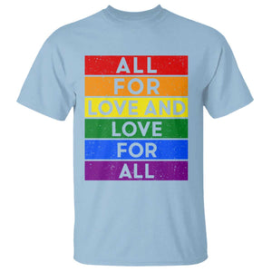 Vintage All For Love And Love For All T Shirt Pride Month Rainbow Graphic