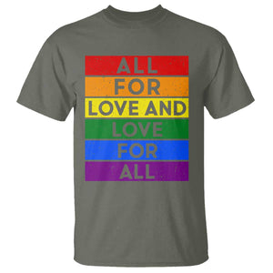 Vintage All For Love And Love For All T Shirt Pride Month Rainbow Graphic