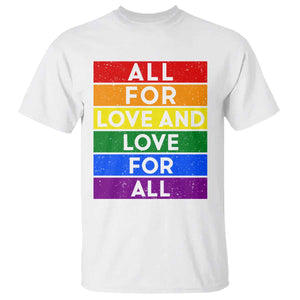 Vintage All For Love And Love For All T Shirt Pride Month Rainbow Graphic