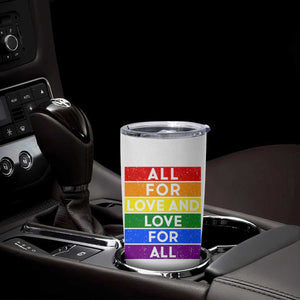 Vintage All For Love And Love For All Tumbler Cup Pride Month Rainbow Graphic TS12 Print Your Wear