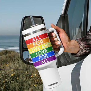 Vintage All For Love And Love For All Tumbler With Handle Pride Month Rainbow Graphic TS12 Print Your Wear
