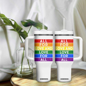 Vintage All For Love And Love For All Tumbler With Handle Pride Month Rainbow Graphic TS12 Print Your Wear