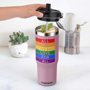 Vintage All For Love And Love For All Flip Straw Tumbler Pride Month Rainbow Graphic TS12 One Size: 30 oz Light Pink Print Your Wear
