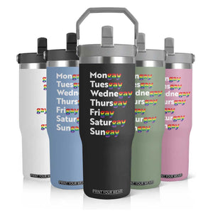 Rainbow Days Of The Week Mongay Tuesgay Flip Straw Tumbler Funny LGBT Pride Month