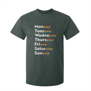 Rainbow Days Of The Week Mongay Tuesgay T Shirt For Kid Funny LGBT Pride Month TS12 Dark Forest Green Print Your Wear