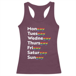 Rainbow Days Of The Week Mongay Tuesgay Racerback Tank Top Funny LGBT Pride Month