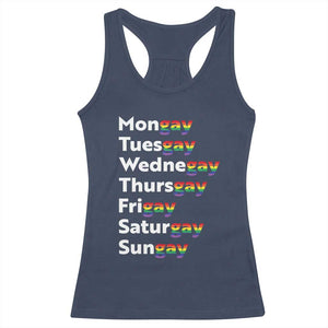 Rainbow Days Of The Week Mongay Tuesgay Racerback Tank Top Funny LGBT Pride Month