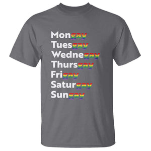 Rainbow Days Of The Week Mongay Tuesgay T Shirt Funny LGBT Pride Month TS12 Charcoal Print Your Wear
