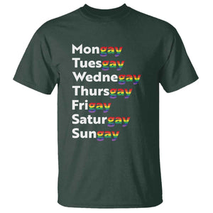 Rainbow Days Of The Week Mongay Tuesgay T Shirt Funny LGBT Pride Month TS12 Dark Forest Green Print Your Wear