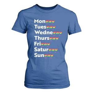 Rainbow Days Of The Week Mongay Tuesgay T Shirt For Women Funny LGBT Pride Month TS12 Royal Blue Print Your Wear
