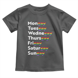 Rainbow Days Of The Week Mongay Tuesgay Toddler T Shirt Funny LGBT Pride Month TS12 Dark Heather Print Your Wear
