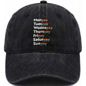 Rainbow Days Of The Week Mongay Tuesgay Washed Cotton Baseball Cap Funny LGBT Pride Month TS12 Print Your Wear