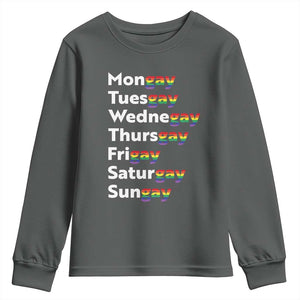 Rainbow Days Of The Week Mongay Tuesgay Youth Sweatshirt Funny LGBT Pride Month