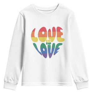 Love Is Love LGBTQ Pride Youth Sweatshirt Rainbow Flag Community TS12 White Print Your Wear