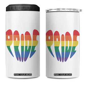 Rainbow Heart Pride 4 in 1 Can Cooler Tumbler LGBTQ Support Graphic TS12 One Size: 16 oz White Print Your Wear