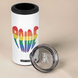 Rainbow Heart Pride 4 in 1 Can Cooler Tumbler LGBTQ Support Graphic TS12 Print Your Wear