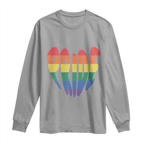 Rainbow Heart Pride Long Sleeve Shirt LGBTQ Support Graphic TS12 Sport Gray Print Your Wear