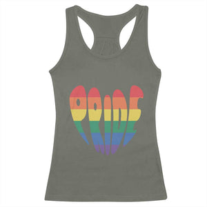 Rainbow Heart Pride Racerback Tank Top LGBTQ Support Graphic TS12 Military Green Print Your Wear