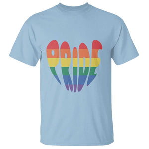 Rainbow Heart Pride T Shirt LGBTQ Support Graphic TS12 Light Blue Print Your Wear