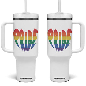 Rainbow Heart Pride Tumbler With Handle LGBTQ Support Graphic TS12 One Size: 40 oz White Print Your Wear