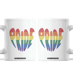 Rainbow Heart Pride Coffee Mug LGBTQ Support Graphic TS12 White Print Your Wear