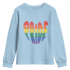 Rainbow Heart Pride Youth Sweatshirt LGBTQ Support Graphic TS12 Light Blue Print Your Wear