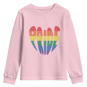 Rainbow Heart Pride Youth Sweatshirt LGBTQ Support Graphic TS12 Light Pink Print Your Wear