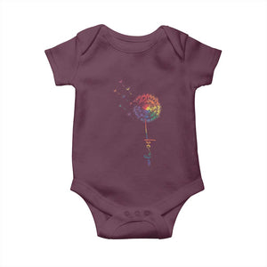 Be You LGBT Rainbow Dandelion Baby Onesie Pride Month Support TS12 Maroon Print Your Wear