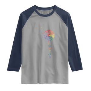 Be You LGBT Rainbow Dandelion Raglan Shirt Pride Month Support TS12 Sport Gray Navy Print Your Wear