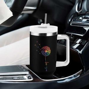 Be You LGBT Rainbow Dandelion Tumbler With Handle Pride Month Support TS12 Print Your Wear
