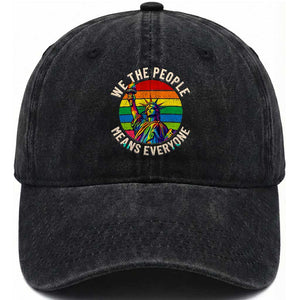 Rainbow Statue Of Liberty LGBTQ Pride Washed Cotton Baseball Cap We The People Means Everyone TS12 Print Your Wear