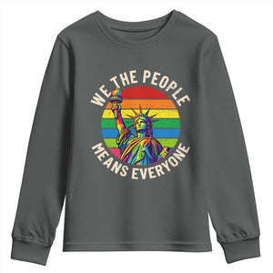 Rainbow Statue Of Liberty LGBTQ Pride Youth Sweatshirt We The People Means Everyone TS12 Dark Heather Print Your Wear