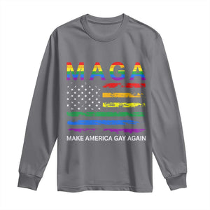 Make America Gay Again LGBTQ Pride Long Sleeve Shirt Funny Political Pride Graphic TS12 Charcoal Print Your Wear